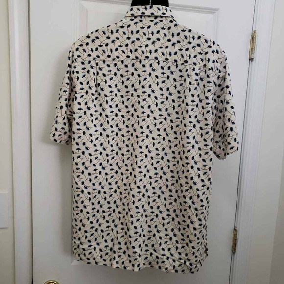 Vintage Silk Mens Button Front Shirt Multicolor Beige Floral Short Sleeves M - Picture 3 of 8